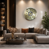 Gold Metal Wall Clock with Decorative Mosaic Inlay gold metal wall clock with decorative mosaic inlay