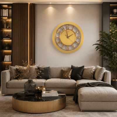elegant gold skeleton wall clock