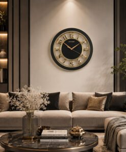 modern black & gold floating numeral wall clock