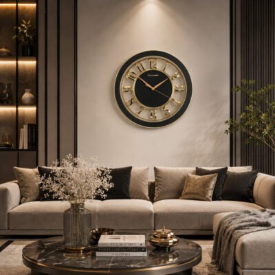Modern Black & Gold Floating Numeral Wall Clock modern black & gold floating numeral wall clock