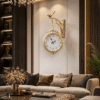 double sided golden wall clock with bird bracket vintage inspired station clock with silent sweep movement