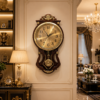 luxury vintage pendulum wall clock antique wooden & gold finish