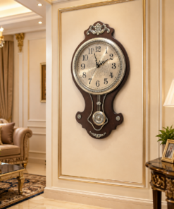 Mega Shop vintage european style wooden pendulum wall clock