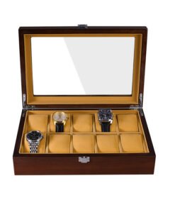 luxury 10 slot wooden watch organizer and display case