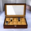 luxury 10 slot wooden watch organizer and display case