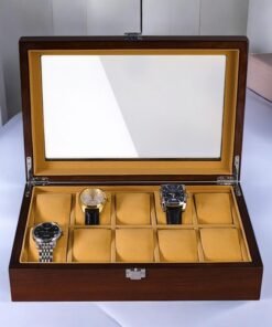 Mega Shop luxury 10 slot wooden watch organizer and display case