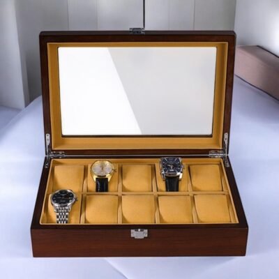 luxury 10 slot wooden watch organizer and display case