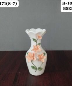 elegant white ceramic flower vase with 3d peach floral embossment elegant white ceramic flower vase with 3d peach floral embossment