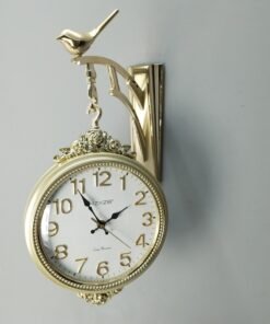 double sided golden wall clock with bird bracket vintage inspired station clock with silent sweep movement