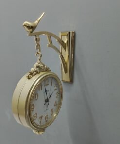 double sided golden wall clock with bird bracket vintage inspired station clock with silent sweep movement double sided golden wall clock with bird bracket vintage inspired station clock with silent sweep movement