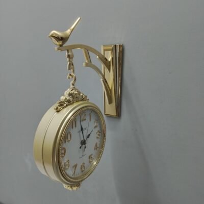 double sided golden wall clock with bird bracket vintage inspired station clock with silent sweep movement