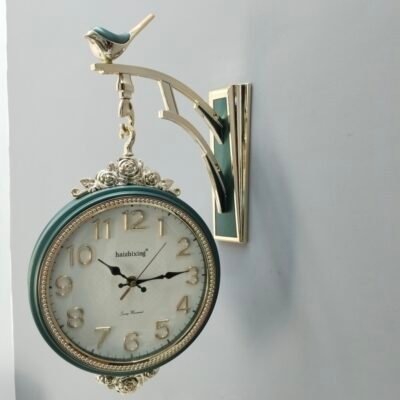 Luxury Double Sided Emerald Green and Gold Wall Clock with Bird Bracket luxury double sided emerald green and gold wall clock with bird bracket