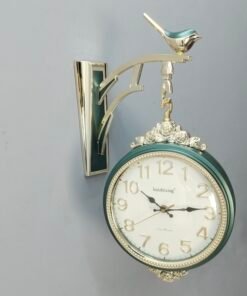 luxury double sided emerald green and gold wall clock with bird bracket luxury double sided emerald green and gold wall clock with bird bracket