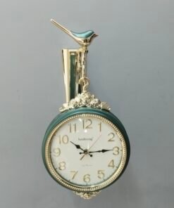 luxury double sided emerald green and gold wall clock with bird bracket luxury double sided emerald green and gold wall clock with bird bracket