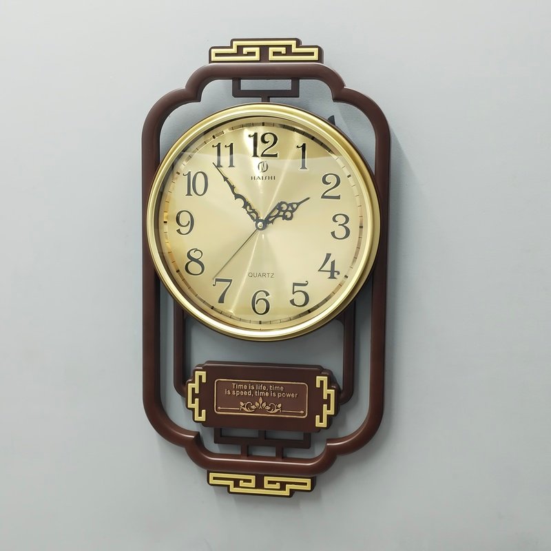 vintage wooden brown and gold wall clock traditional lattice frame timepiece with motivational quote plate for living room vintage wooden brown and gold wall clock traditional lattice frame timepiece with motivational quote plate for living room