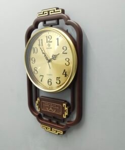 vintage wooden brown and gold wall clock traditional lattice frame timepiece with motivational quote plate for living room vintage wooden brown and gold wall clock traditional lattice frame timepiece with motivational quote plate for living room