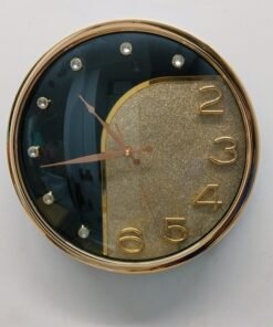 luxury dual texture gold glitter & glossy black wall clock