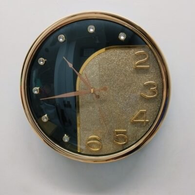 luxury dual texture gold glitter & glossy black wall clock