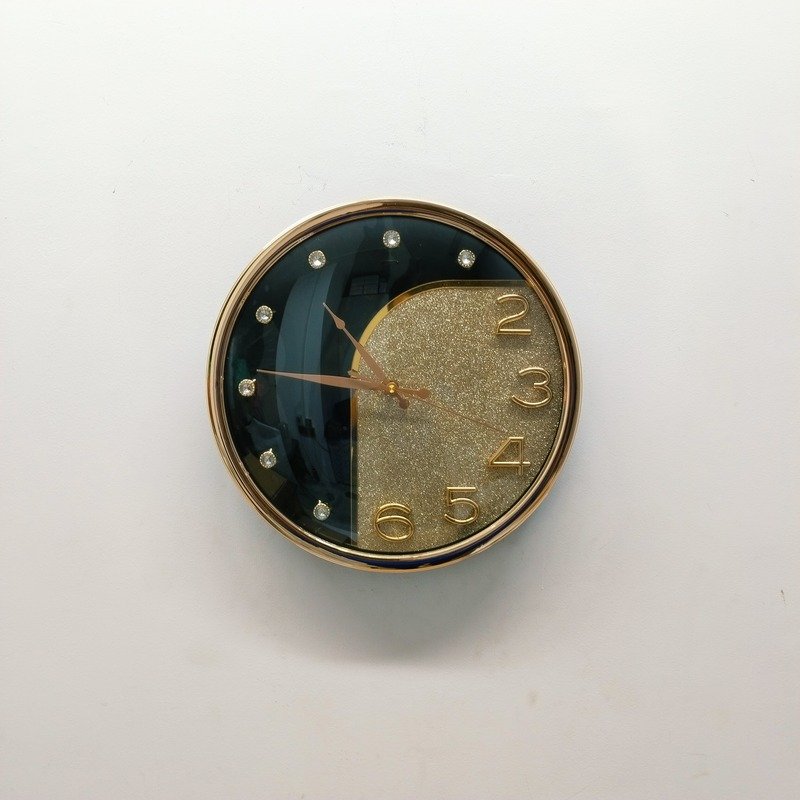 luxury dual texture gold glitter & glossy black wall clock luxury dual texture gold glitter & glossy black wall clock