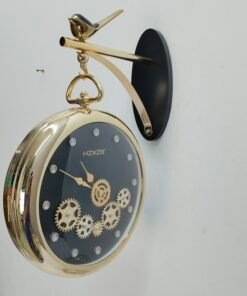 luxury vintage gold hanging station wall clock with bird motif and gear dial luxury vintage gold hanging station wall clock with bird motif and gear dial