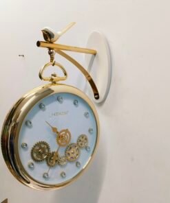 luxury vintage gold hanging station wall clock with white dial and bird motif luxury vintage gold hanging station wall clock with white dial and bird motif