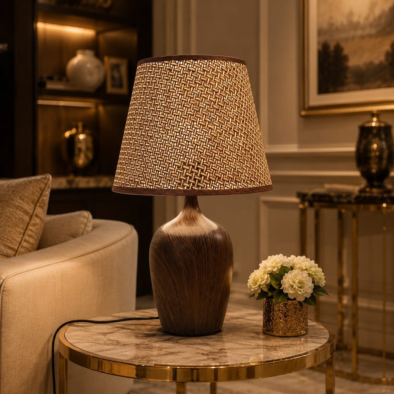 rustic faux wood grain table lamp with woven mesh texture fabric shade rustic faux wood grain table lamp with woven mesh texture fabric shade