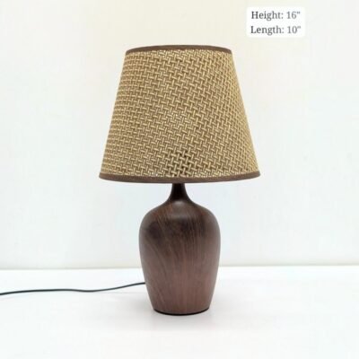 Rustic Faux Wood Grain Table Lamp with Woven Mesh Texture Fabric Shade rustic faux wood grain table lamp with woven mesh texture fabric shade
