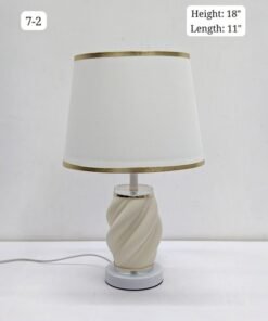 premium cream spiral ceramic table lamp with gold trimmed fabric shade