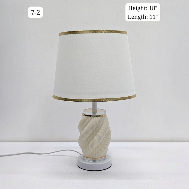 premium cream spiral ceramic table lamp with gold trimmed fabric shade premium cream spiral ceramic table lamp with gold trimmed fabric shade