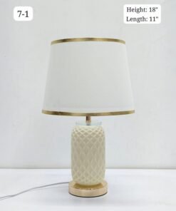 premium textured lattice ceramic table lamp with gold accents and trimmed shade