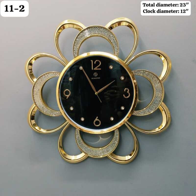 luxury 23" floral sunburst golden wall clock elegant shimmering accent frame with black dial and crystal details for modern home decor luxury 23" floral sunburst golden wall clock elegant shimmering accent frame with black dial and crystal details for modern home decor
