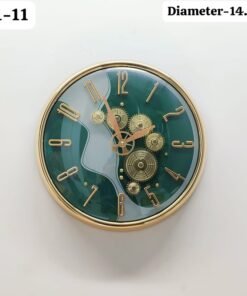 emerald jade wave luxury skeleton wall clock animated gold gears