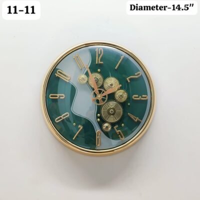 Emerald Jade Wave Luxury Skeleton Wall Clock Animated Gold Gears emerald jade wave luxury skeleton wall clock animated gold gears
