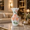 Elegant White Ceramic Flower Vase with 3D Peach Floral Embossment elegant white ceramic flower vase with 3d peach floral embossment