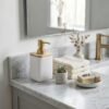 geometric textured ceramic soap dispenser