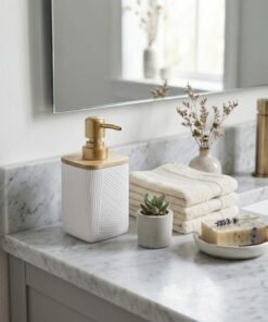 geometric textured ceramic soap dispenser