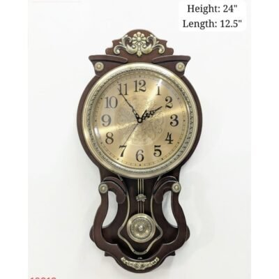 luxury vintage pendulum wall clock antique wooden & gold finish