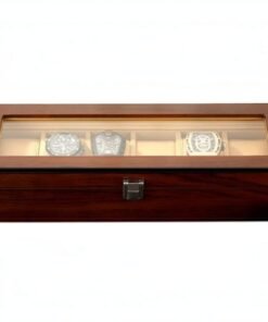 Mega Shop premium glossy finish 6 compartment wooden watch box with glass top