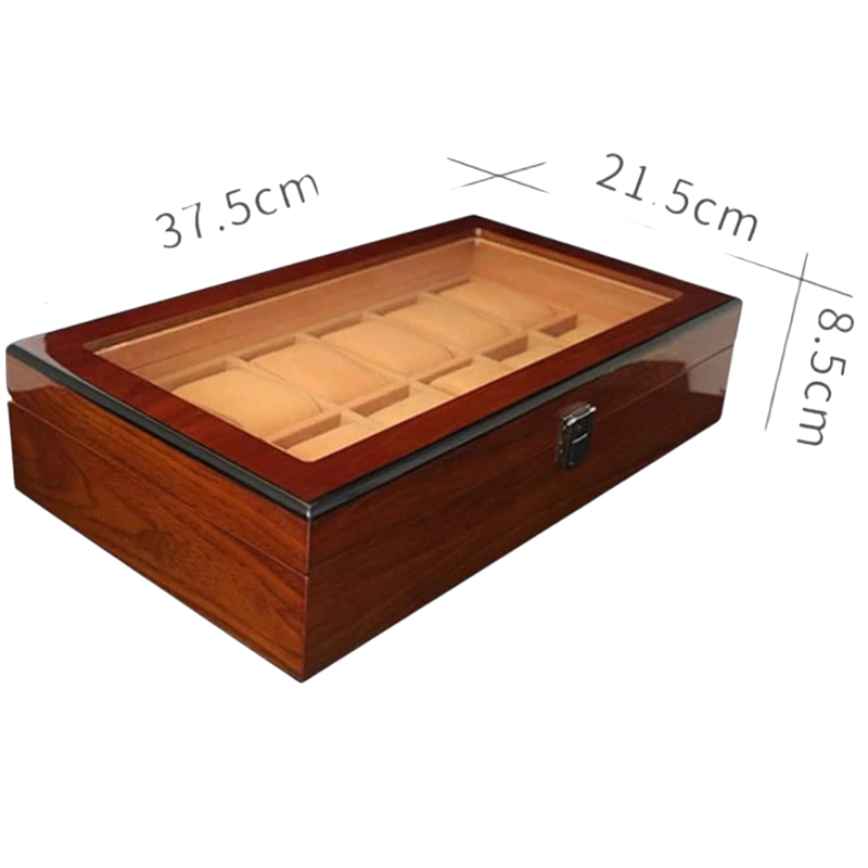 wooden watch box case organizer display for men women 12 slots wood box with large clear glass wooden watch box case organizer display for men women 12 slots wood box with large clear glass