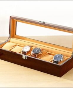 luxury wooden 6 slot watch display case and organizer