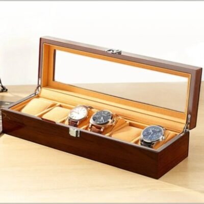 luxury wooden 6 slot watch display case and organizer