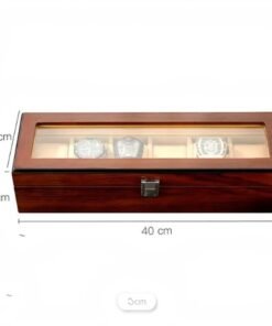 luxury wooden 6 slot watch display case and organizer