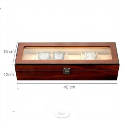luxury wooden 6 slot watch display case and organizer