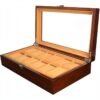 Wooden Watch Box Case Organizer Display For Men Women 12 Slots Wood Box With Large Clear Glass wooden watch box case organizer display for men women 12 slots wood box with large clear glass