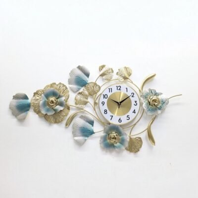 Luxury Rose & Ginkgo Leaf Metal Wall Clock luxury rose & ginkgo leaf metal wall clock