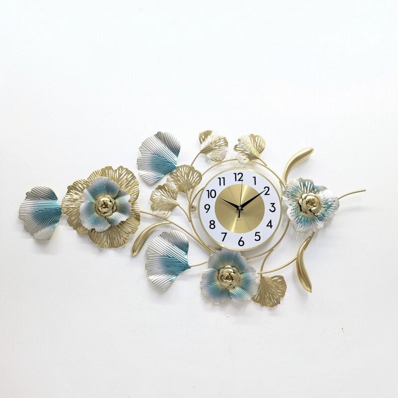 luxury rose & ginkgo leaf metal wall clock luxury rose & ginkgo leaf metal wall clock
