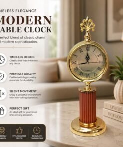 Style Gold and Black Pillar Table Clock