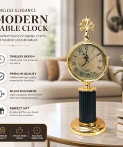 Style Gold and Black Pillar Table Clock