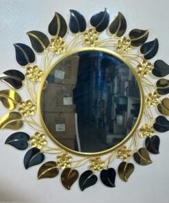 Black Leaf Metal Wall Mirror