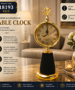 Mega Shop Premium Vintage Gold Table Clock with Black Spiral Base